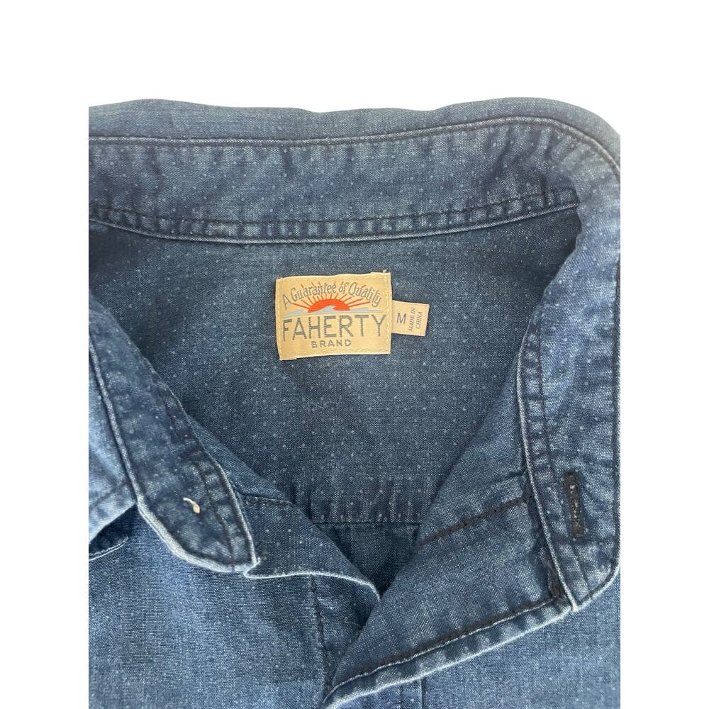 Faherty Brand Men's Indigo Polka Dot Knit Seasons Shirt - Size Medium - Picture 3 of 8